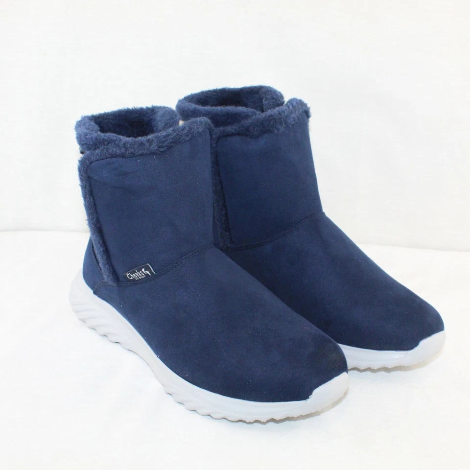 BOTAS DEPORTIVAS CHEEKS Mujer Tacón Bajo Sin Cordones Tela Azul Marino Tallas 7 M y 8 M NUEVAS Foto 2 de 4