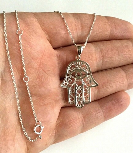 925 STERLING SILVER HAMSA NECKLACE 18 