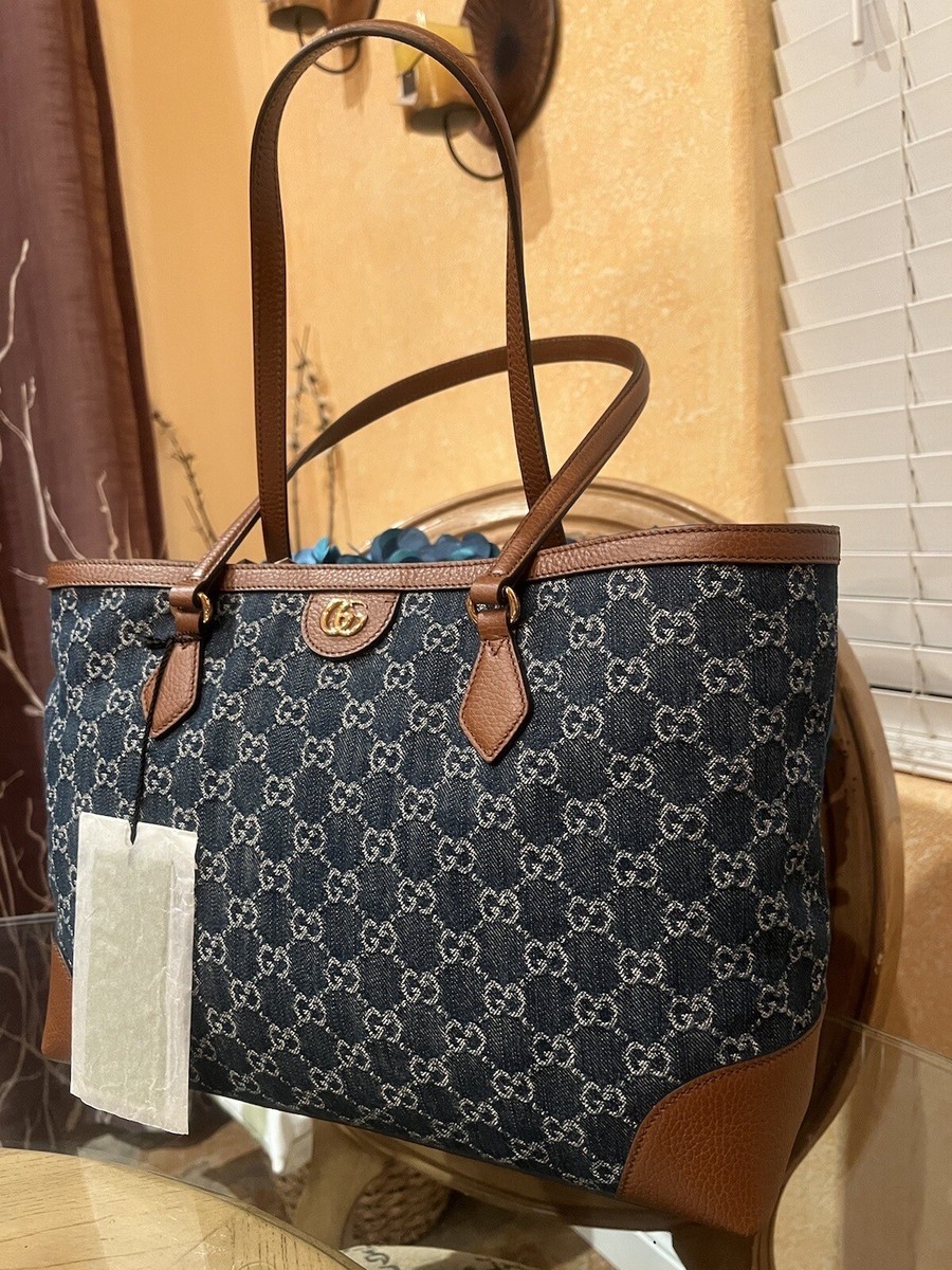 ショルダーバッグ・ポシェット Ophidia GG Denim Medium Shopping Tote Gucci Medium Ophidia GG Tote Bag - Runway Catalog