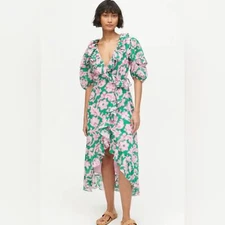 Rhode Lydia midi wrap dress in green pink floral NWT