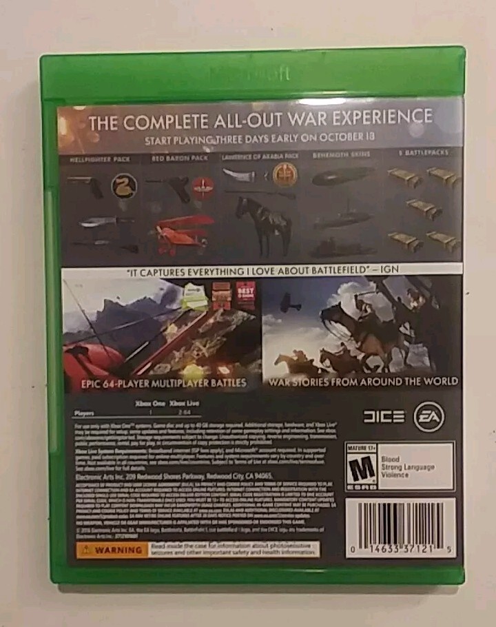 Battlefield 1 Xbox One 14633371215| eBay
