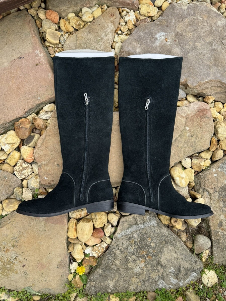 UGG Australia Delay Riding Boots Womens Sz 7.5 Black Suede Side Zip Tall 1020257 View 5