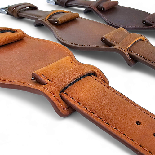 Leather Bund Watch Strap Band Handmade Mens Vintage Military Field 20 22 mm UK - Picture 17 of 88