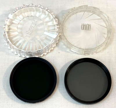 Lot of Two (2) 58mm Lens Filters HOYA ~ PL-CIR & HMC ND4  with Hard Cases