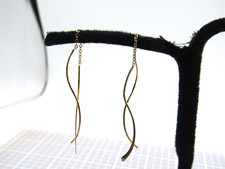 1.5" DANGLE EARRINGS GOLD OVER Sterling Silver 925 EB12