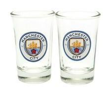 Manchester City Shot Glasses, Licensed M. City FC Product Two Shot Glasses 