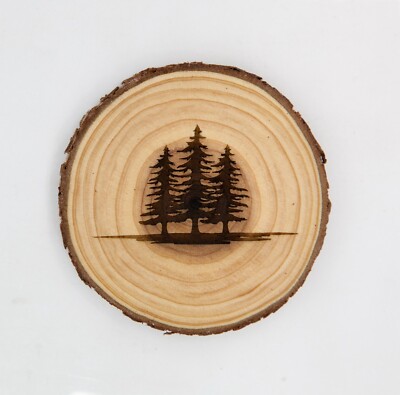 Pine Tree Engraved Wood Coaster Set - Housewarming, Cabin, Lodge, Nature Coaster
