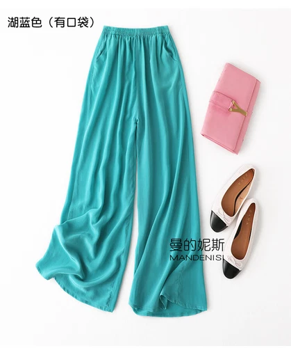 Damen 100 % Seide Maulbeere weites Bein Hose Abend Komfort Palazzo lose Hose - Bild 12 von 39