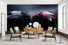3D Night Automobile Rain Gray Self-adhesive Removeable Wallpaper Wall Mural 1002