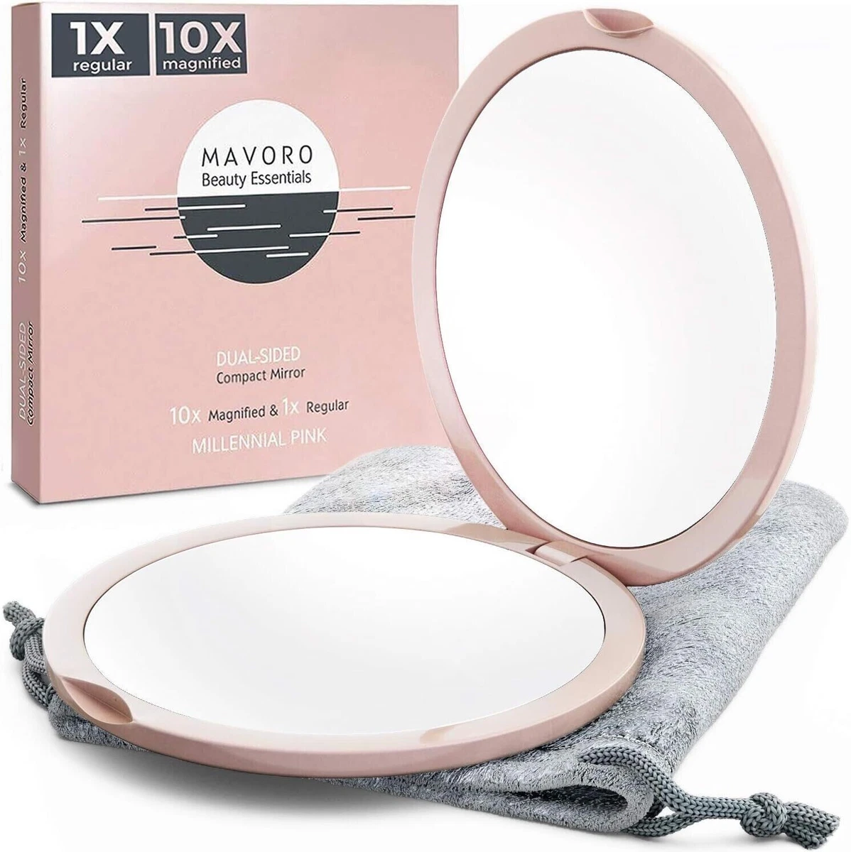 Magnifying Compact Mirror for Purses 1x 10x Magnification Double