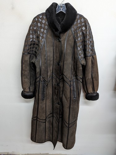 Vintage Toppolino Fine Leatherwear Womens Suede Shearling Coat Checkered Size M
