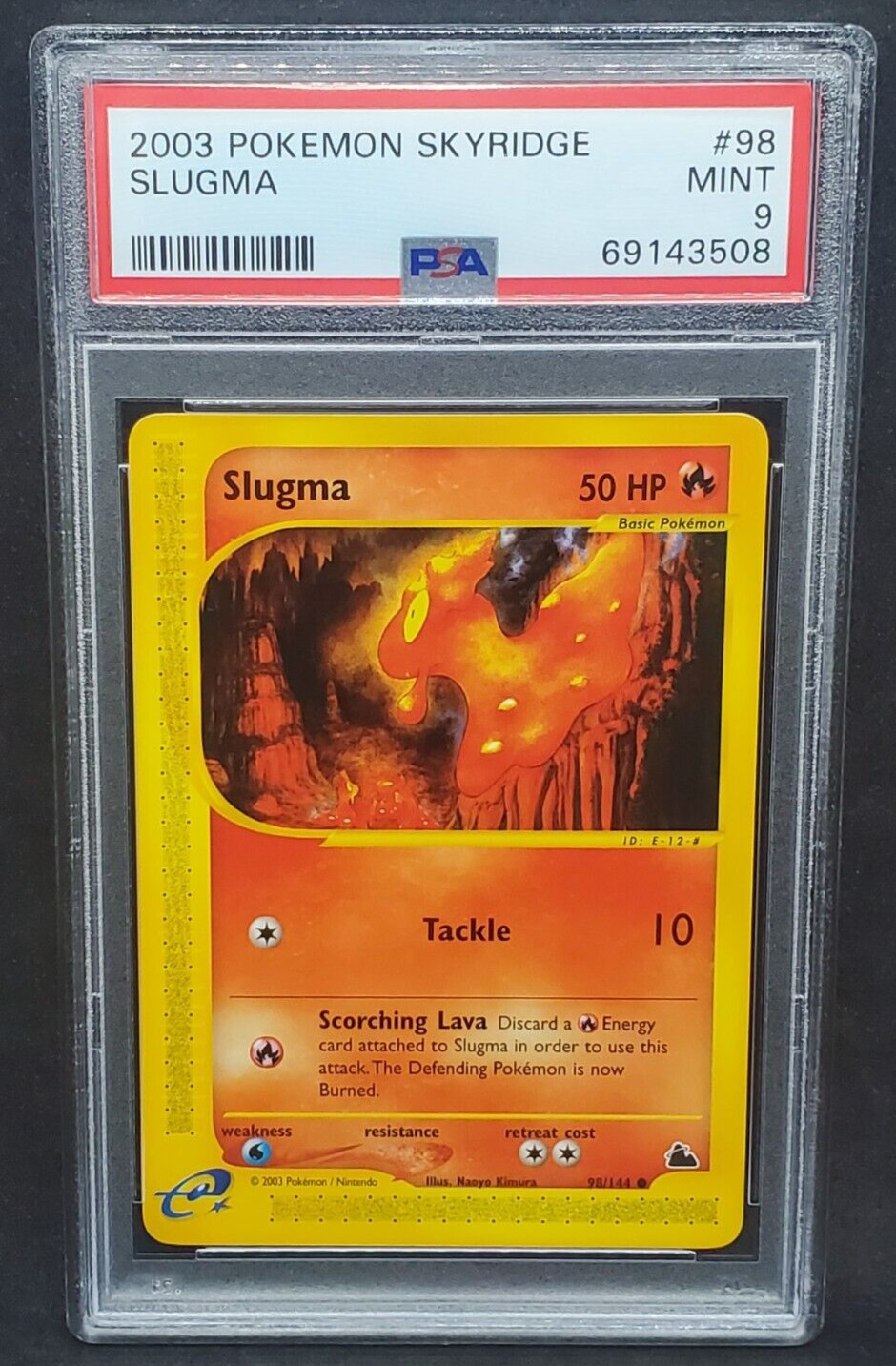 Pokemon PSA 9 MINT Slugma 98/144 Skyridge Non-Holo E-Reader Common 2003 s#3508