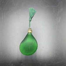 Bottle Green Glass Sea Shell Scent Green Tassel 3" Empty