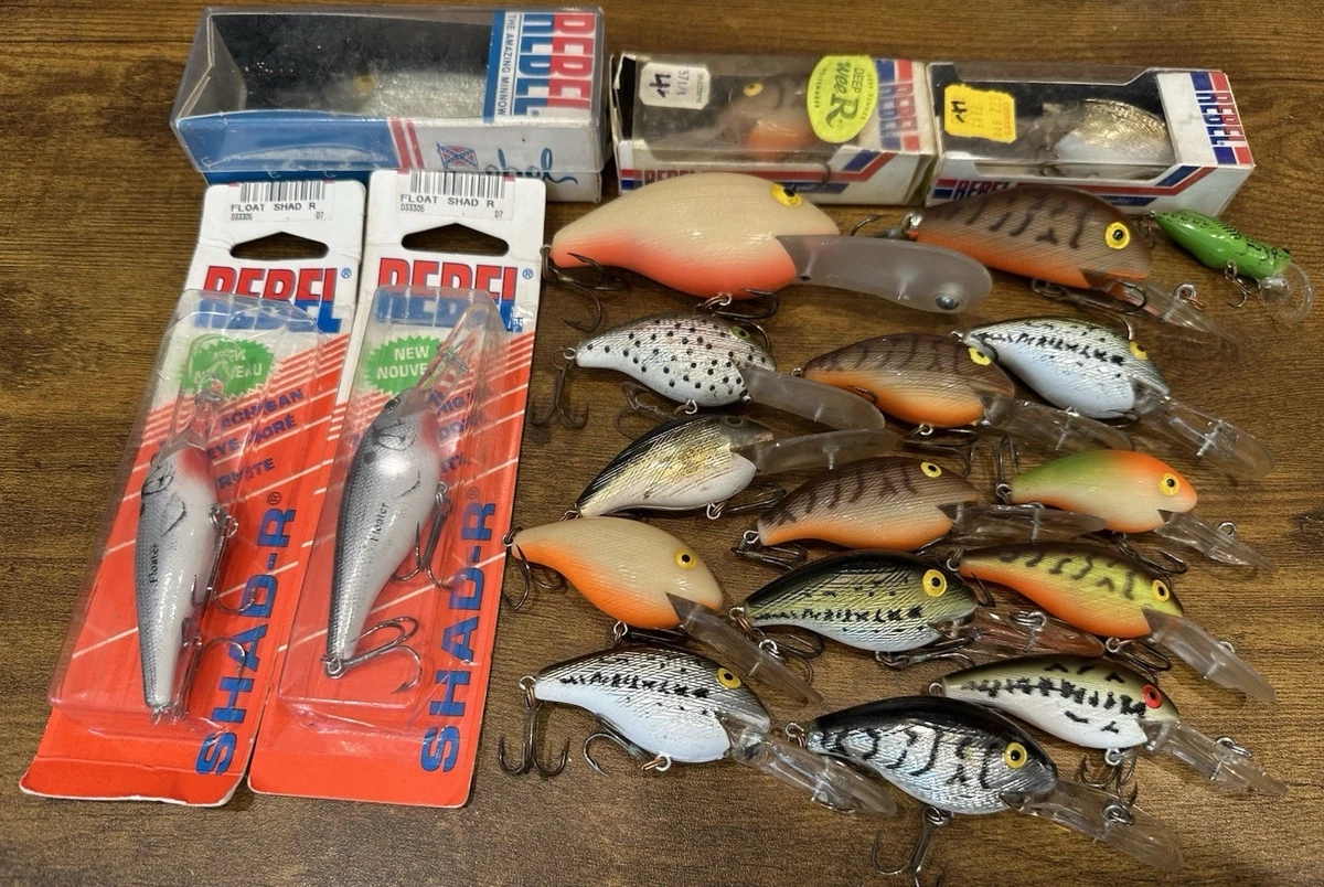 Leurre Vintage Rebel - Crankbait Ratling Diver D-9872 Vert Naturel/Noir NOS