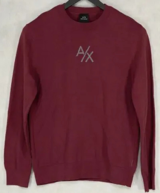 Armani Exchange Crewneck Logo Crewneck Sweater Burgundy Large 16590₽