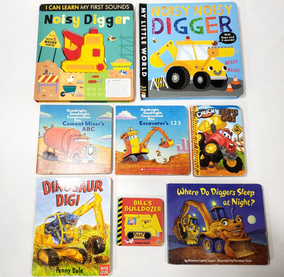 Kids Board Books About Construction Trucks Lot Of 8 Vehicles Diggers Boys Set