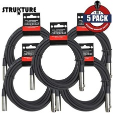 5-PACK Strukture PRO20M7 20FT XLR 7mm PVC High Quality Microphone Cable