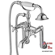 Clawfoot Bathtub Faucet Tub Filler with Hand Held Polished Chrome Long Adapter