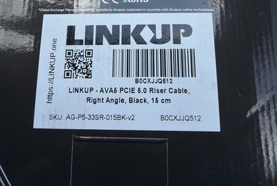LINKUP-AVA PCIE 5.0 Riser Cable 15cm Right Angle. Black