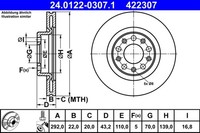 2X Bremsscheibe Ate 24.0122-0307.1 FüR Alfa Giulia Stelvio 952ABA25B 952ACA25