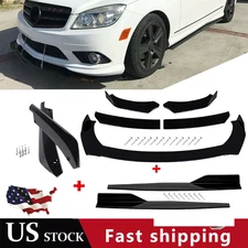 Front Bumper Lip Chin Spoiler Body Kit Splitter Side Skirt For Mercedes-Benz