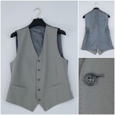 Mens Waistcoat Medium Size US 38 Vintage Grey Formal Business Dress Vest