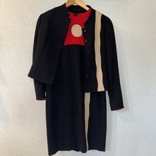 Louis Feraud Vintage 1970's Dress And Blazer Set Colorblock US 6