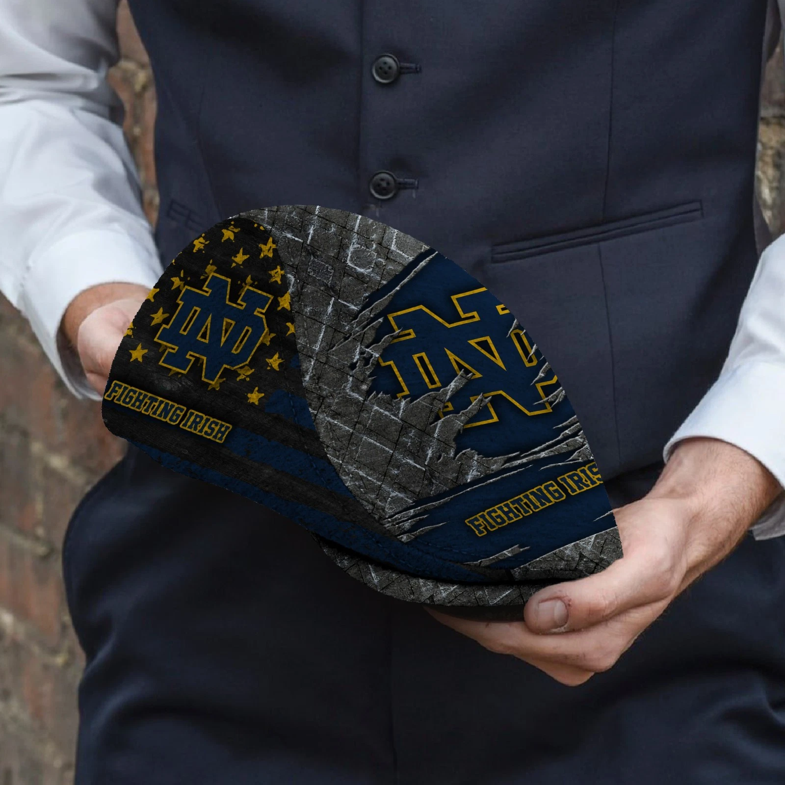 ND Team Fighting Ir Jeff Cap NCAA Jeff Cap Newsboy Flat Golf Driving Hat