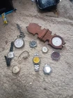 Vintage Watch Lot For Parts Or Repair Waltham Luminox Seiko Fossil Elgin