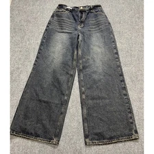 Y2K Pants Men's XL 30x30 Light Wash Cotton Blend Wide Leg Skater Baggy Black