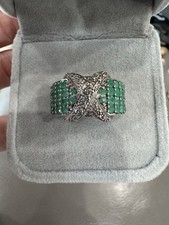 925 Sterling Silver Ring Emerald Natural Gemstone jewelry Size 7 X Design