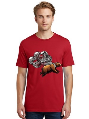 Flying-Bear-With-Balloons Mens Graphic Tee,100% Cotton,Casual Summer Wear