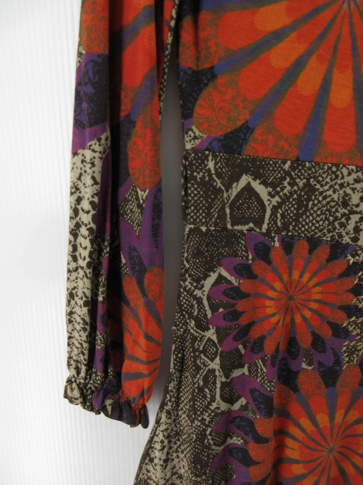 Vestido Desigual Mujer XL Marrón Línea A Piel de Serpiente Floral Pullover Artístico Colorido Foto 3 de 4