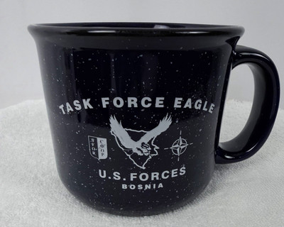Vintage Task Force Eagle US Forces SFOR Bosnia Campfire-Style Ceramic Mug Rare