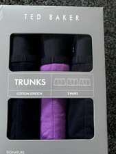 Image of Ted Baker 3 Pair Pack of Cotton Stretch Boxer Trunks Size M or L