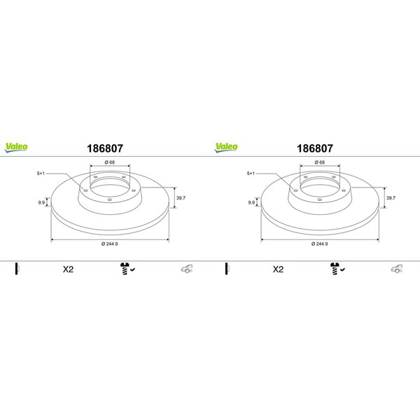 2X Valeo Bremsscheiben 245Mm Voll Hinten Passend FüR Audi 80 A4 Coupe Seat Exeo-image