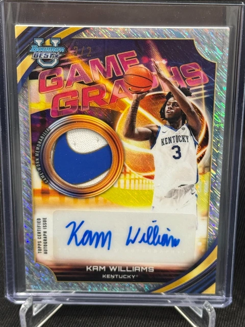 2025-26 Bowman Best U Kam Williams Game Graphs Nike Patch Auto #2/2 Kentucky