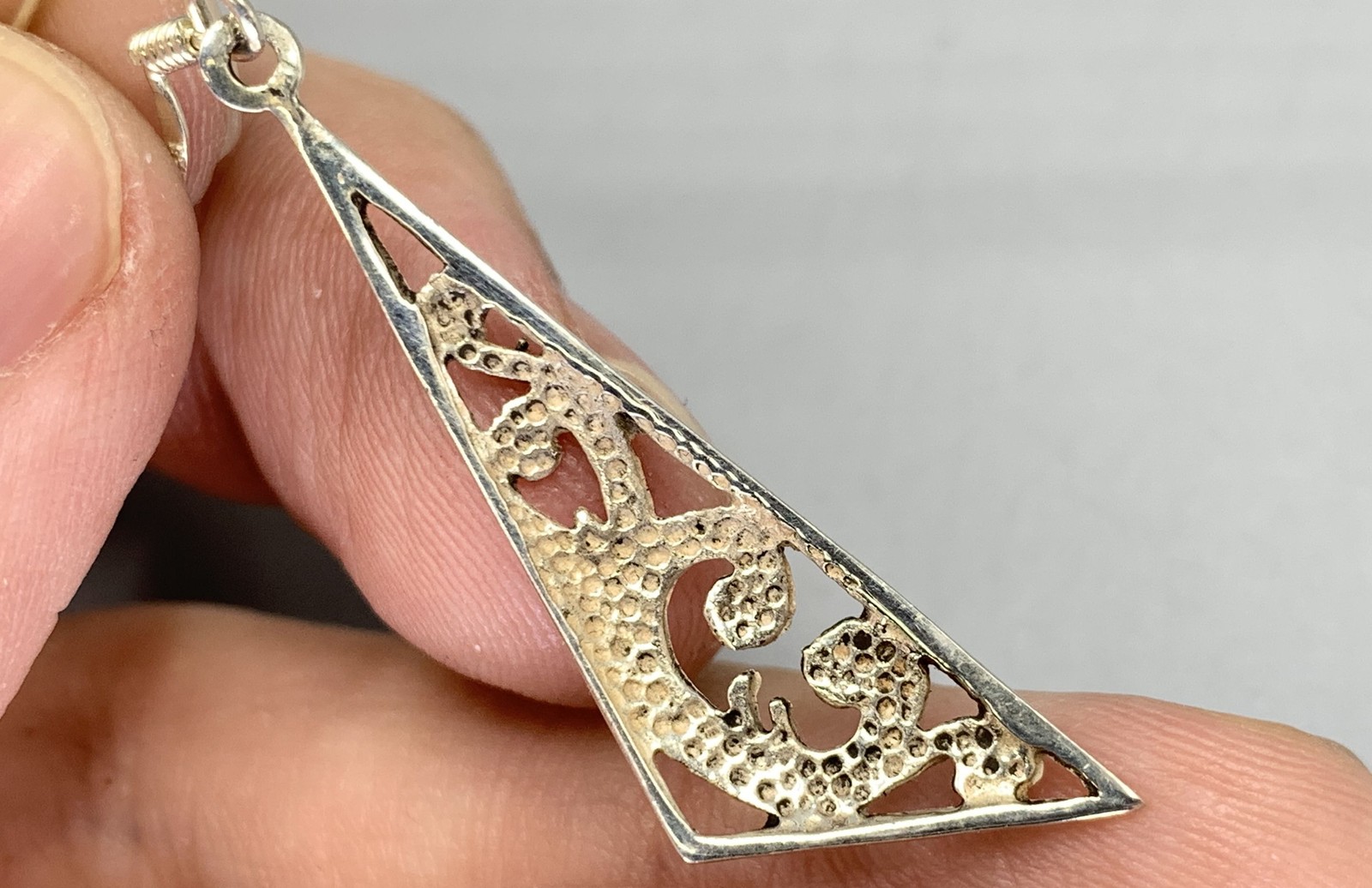 Sterling Silver Triangular Scrollwork Drop Earrin… - image 6