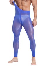 Mens Tights Zipper Crotch Pants Stretchy Pantyhose Stockings Sleepwear Glossy