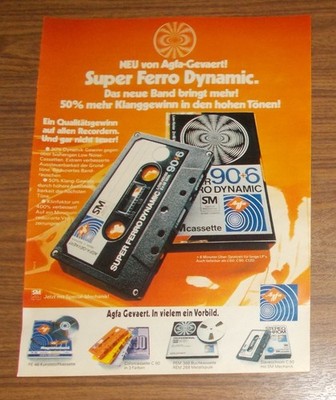 Rare Advertising AGFA SUPER FERRO DYNAMIC 90+6 Cassette - Quality Win 1975