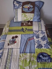 Pottery Barn Kids' Island Surf Beach Patchwork Quilt Set Twin Size 70x84