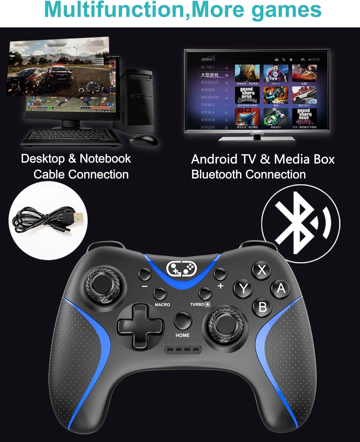 Controller Switch Pro Wireless Cehensy - Zero Lag e Macro Programmabili - 4