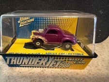 JOHNNY LIGHTNING THUNDER JET 500  '41 WILLYS GASSER SLOT CAR  PURPLE w/FLAMES