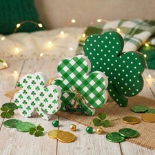 3 Pcs St. Patrick's Day Decorations Shamrock Wooden Signs Irish Green Lucky Clo