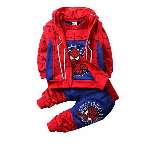 Bebé Niños Sport trajes Chaleco Con Capucha + Camiseta + Pantalones Niños Hombre  Araña conjuntos de ropa de niños | eBay