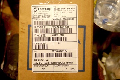 1 new TECTROL ''TC91S-1442'' 48V DC Rectifier Module, 1500 Watt. ANIXTER LUCENT