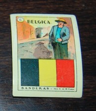 ESPAGNE. Carte vintage, années 1930 - DRAPEAUX DU MONDE.  BELGIQUE