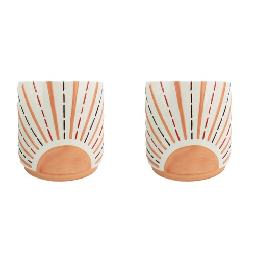 2x-urban-sunshine-22cm-pink-ceramic-planter-flower-plant-pot-large-home