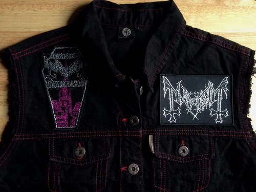 True Mayhem De Mysteriis Dom Sathanas Girls' Black Metal Denim Cut-Off Waistcoat - Picture 11 of 59