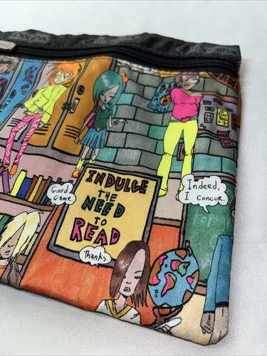 Amy Davis For LeSportSac School Days Need To Read Zip Pouch Clutch Size Small - Picture 2 of 17